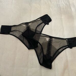 New! Livy set of 2 red point brief Sheer Black Lace Trim Panties 1986-90